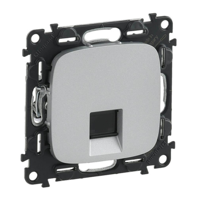 Информационная розетка RJ45 Legrand Valena Allure алюминий 753940 Информационная розетка RJ45 Legrand Valena Allure алюминий 753940