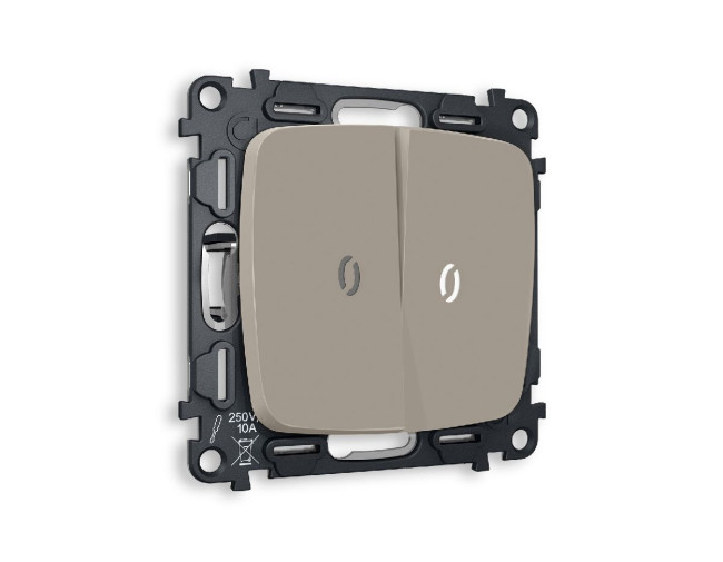 Комплект механизма 2-кл выключателя с подсветкой Ambrella Volt Omega MO364015