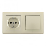 Выключатель одноклавишный с розеткой Arte Milano SET06-2-30-1-40-1 shampan
