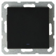 Выключатель одноклавишный Jasmart со светодиодом с накладкой 10A 250V черный матовый (soft touch) G3011NPB