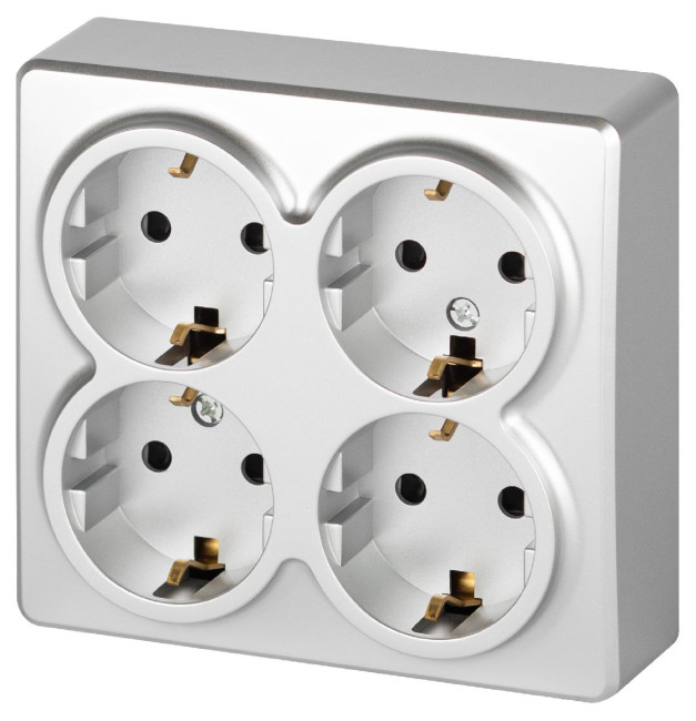 Розетка четырехместная с заземлением со шторками Эра 11-2211-03 Б0063022 Розетка четырехместная с заземлением со шторками Эра 11-2211-03 Б0063022