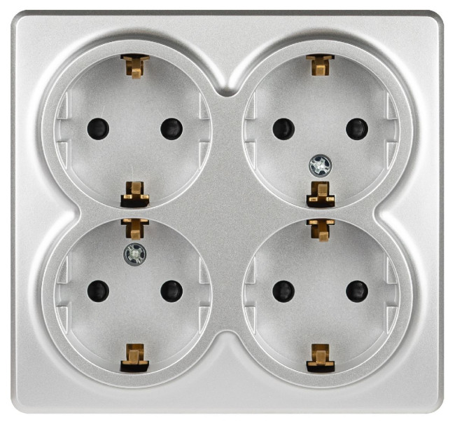 Розетка четырехместная с заземлением со шторками Эра 11-2211-03 Б0063022 Розетка четырехместная с заземлением со шторками Эра 11-2211-03 Б0063022