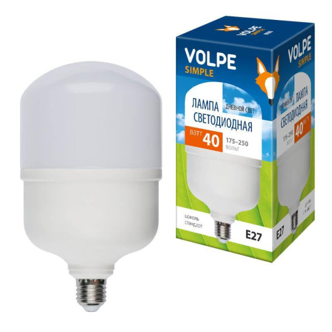 Лампа LED сверхмощная (UL-00002906) Volpe E27 40W (350W) 6500K LED-M80-40W/DW/E27/FR/S Лампа LED сверхмощная (UL-00002906) Volpe E27 40W (350W) 6500K LED-M80-40W/DW/E27/FR/S