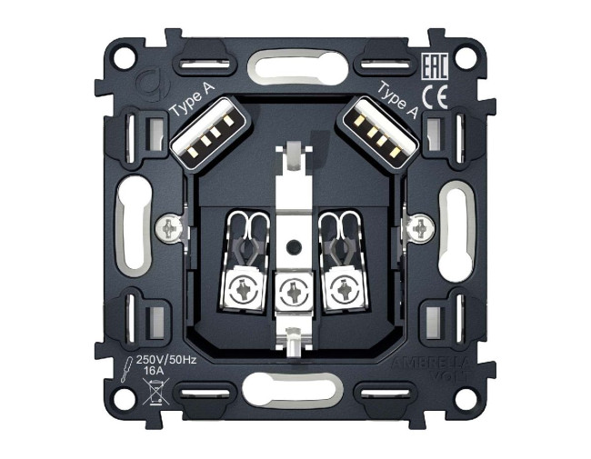 Механизм розетки с/з на винтовых зажимах Ambrella Volt Quant VM155 Механизм розетки с/з на винтовых зажимах Ambrella Volt Quant VM155