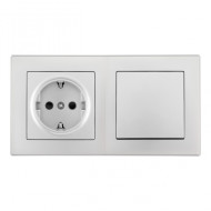 Выключатель одноклавишный с розеткой Arte Milano SET06-2-30-1-40-1 silver