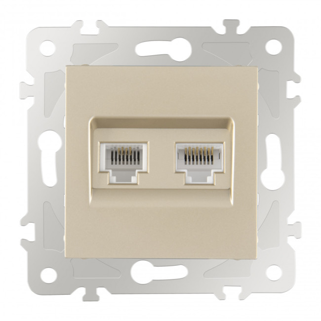 Розетка телефонная RJ11 + компьютерная RJ45 Arte Milano 203.44-1.shampan Розетка телефонная RJ11 + компьютерная RJ45 Arte Milano 203.44-1.shampan