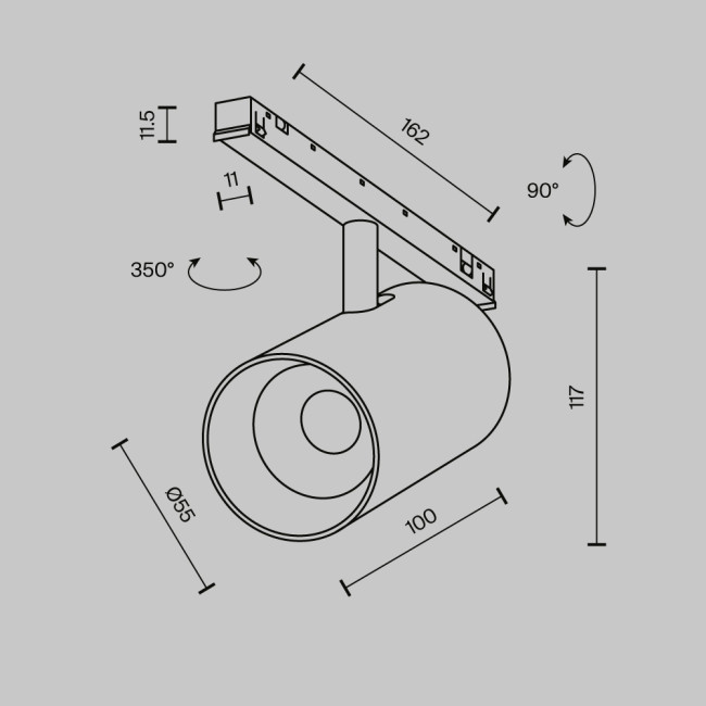 Трековый магнитный светильник Maytoni Technical Focus Led Exility X TR243-4-12WTW-DSZ-B Трековый магнитный светильник Maytoni Technical Focus Led Exility X TR243-4-12WTW-DSZ-B