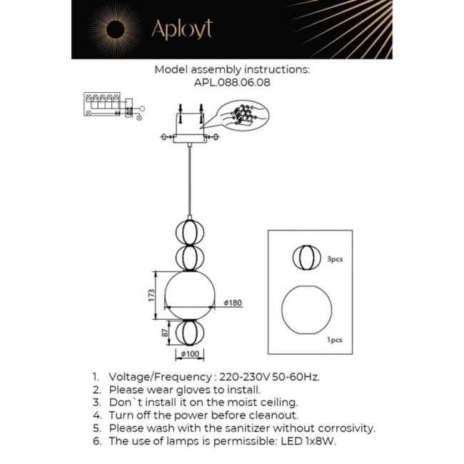 Подвесной светильник Aployt Natali APL.088.06.08 Подвесной светильник Aployt Natali APL.088.06.08
