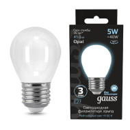 Лампа светодиодная филаментная Gauss E27 5W 4100К матовая 105202205 Лампа светодиодная филаментная Gauss E27 5W 4100К матовая 105202205