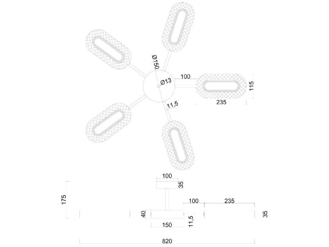 Потолочная люстра Arte Lamp Ovale A2489PL-5GO Потолочная люстра Arte Lamp Ovale A2489PL-5GO