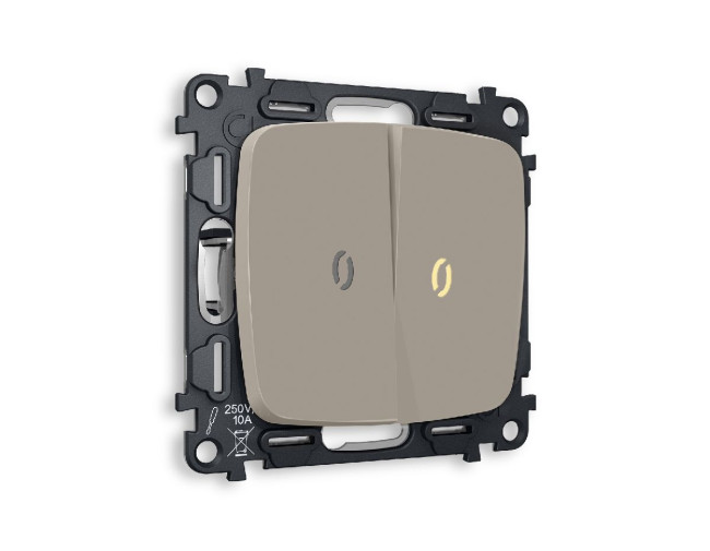 Комплект механизма 2-кл проходного выключателя с подсветкой Ambrella Volt Omega MO364030 Комплект механизма 2-кл проходного выключателя с подсветкой Ambrella Volt Omega MO364030