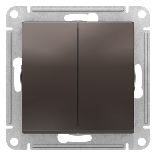 Выключатель двухклавишный Schneider Electric Atlas Design ATN000651 Выключатель двухклавишный Schneider Electric Atlas Design ATN000651