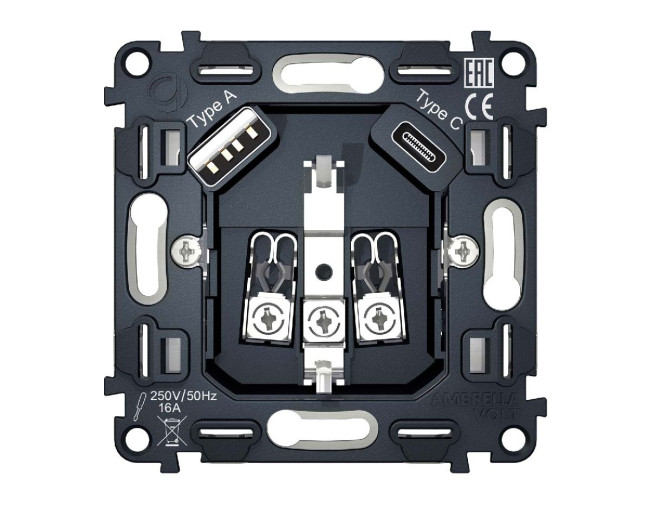 Механизм розетки с/з на винтовых зажимах Ambrella Volt Quant VM160 Механизм розетки с/з на винтовых зажимах Ambrella Volt Quant VM160