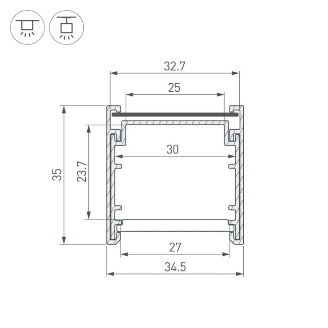 Профиль Arlight LINE-3535-BENT-SIDE-2000 ANOD 055738 Профиль Arlight LINE-3535-BENT-SIDE-2000 ANOD 055738