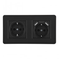 Розетка двойная (двухпостовая) с/з и шторками + USB Arte Milano SET16-2-47-1-40-1 black