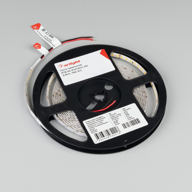 Светодиодная герметичная лента Arlight RTW-SE-A140-8mm 24V Day4000 (5 W/m, IP65, 5m) 057515