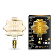 Лампа светодиодная филаментная диммируемая Gauss E27 8W 2400K золотая 161802008 Лампа светодиодная филаментная диммируемая Gauss E27 8W 2400K золотая 161802008