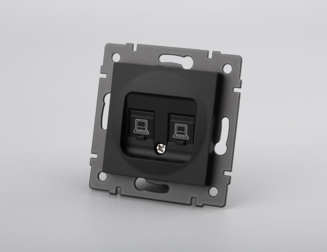 Механизм компьютерной розетки двойной Arlight SCT-MPC2-PL-BK-V (RJ-45, CAT6) 049853 Механизм компьютерной розетки двойной Arlight SCT-MPC2-PL-BK-V (RJ-45, CAT6) 049853