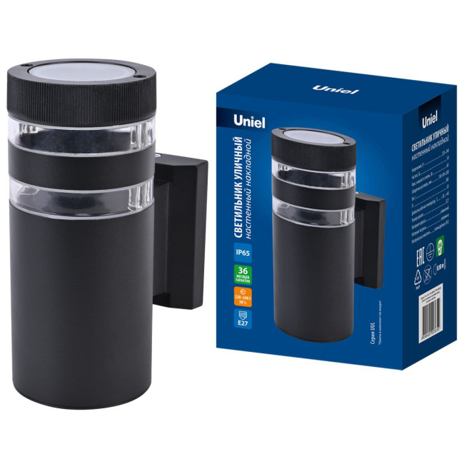 Уличный настенный светильник Uniel UUL-S19A 60W/E27 IP65 BLACK UL-00012920