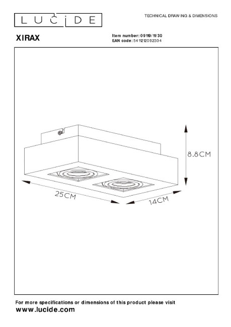 Накладной светильник Lucide Xirax 09119/11/30 Накладной светильник Lucide Xirax 09119/11/30