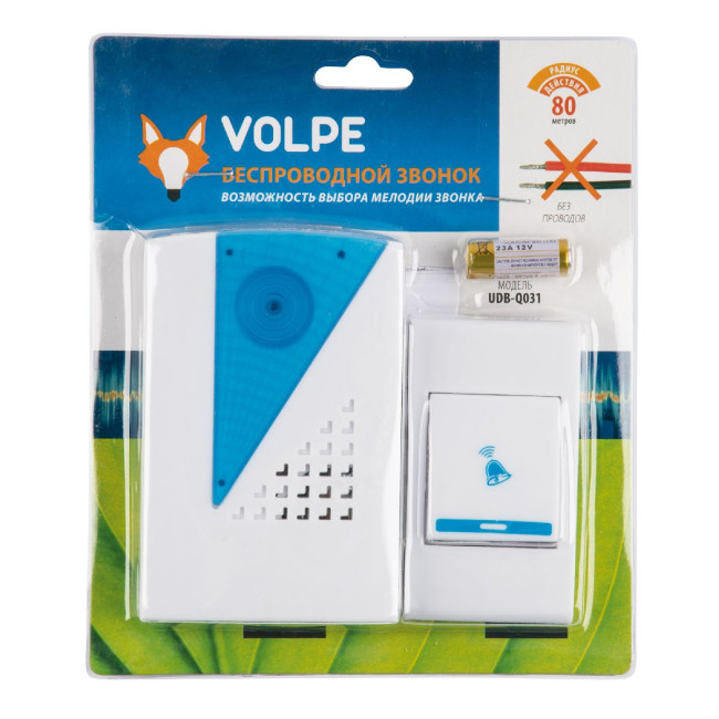 Беспроводной звонок Volpe UDB-Q031 W-R1T1-32S-100M-WH UL-00010593 Беспроводной звонок Volpe UDB-Q031 W-R1T1-32S-100M-WH UL-00010593