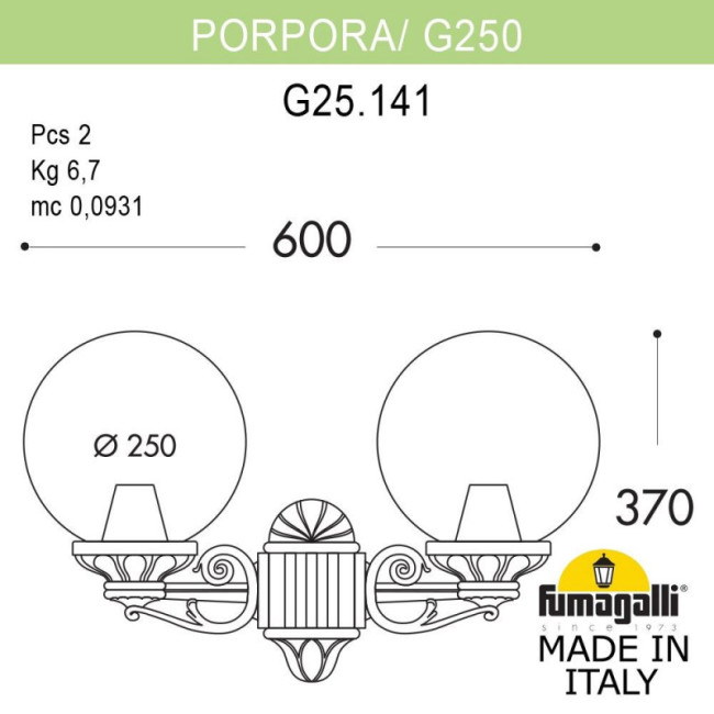 Уличный настенный светильник Fumagalli G25.141.000.VYE27