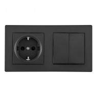 Выключатель двухклавишный с розеткой Arte Milano SET06-2-30-2-40-1 black