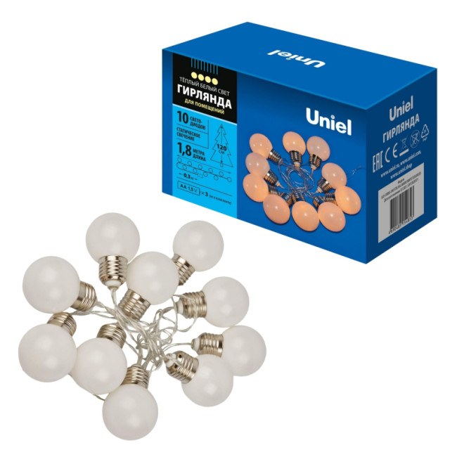Гирлянда Uniel ULD-S1800-010/STB/3AA WARM WHITE IP20 BULBS Гирлянда Uniel ULD-S1800-010/STB/3AA WARM WHITE IP20 BULBS
