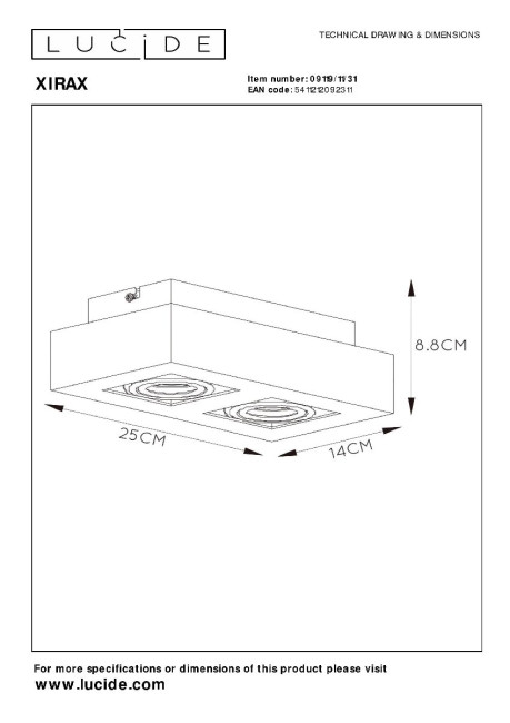 Накладной светильник Lucide Xirax 09119/11/31 Накладной светильник Lucide Xirax 09119/11/31