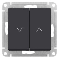 Выключатель 2-клавишный для жалюзи, 2х сх.4, 10А, Карбон Systeme Electric AtlasDesign ATN001019