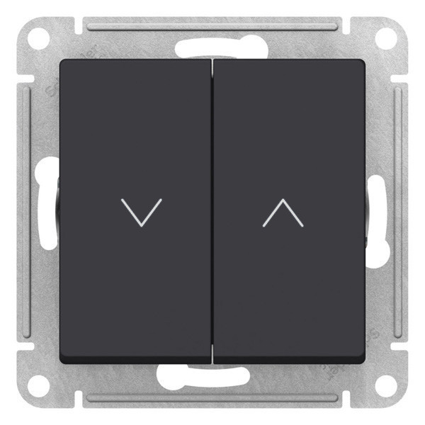 Выключатель 2-клавишный для жалюзи, 2х сх.4, 10А, Карбон Systeme Electric AtlasDesign ATN001019 Выключатель 2-клавишный для жалюзи, 2х сх.4, 10А, Карбон Systeme Electric AtlasDesign ATN001019