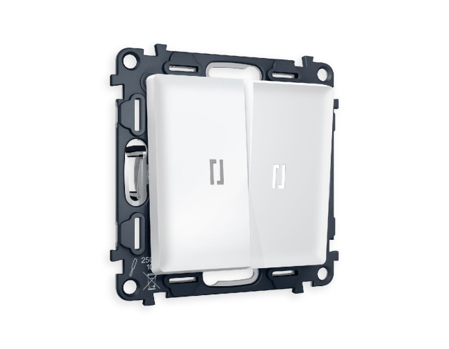 Комплект механизма 2-кл выключателя с подсветкой Ambrella Volt Alfa MA124015