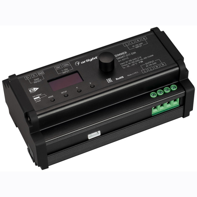 Диммер Arlight Smart-D17-Dim (230V, 6A, Triac, Din, 2.4G) 031113 Диммер Arlight Smart-D17-Dim (230V, 6A, Triac, Din, 2.4G) 031113