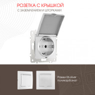 Розетка с заземлением, шторками и защитной крышкой Arte Milano 206.41-1.silver