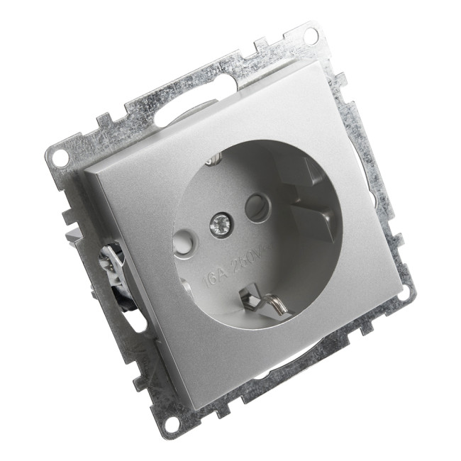 Розетка 1-местная с/з с защитной шторкой Stekker Катрин 39582 Розетка 1-местная с/з с защитной шторкой Stekker Катрин 39582