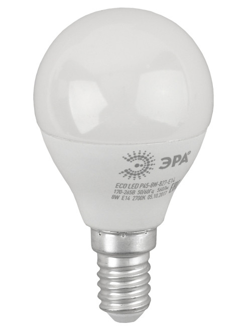 Лампа светодиодная Эра E14 8W 2700K ECO LED P45-8W-827-E14 Б0030022 Лампа светодиодная Эра E14 8W 2700K ECO LED P45-8W-827-E14 Б0030022