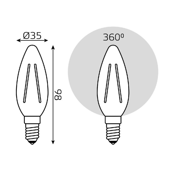 Лампа светодиодная филаментная Gauss E14 9W 4100К прозрачная 103801209 Лампа светодиодная филаментная Gauss E14 9W 4100К прозрачная 103801209
