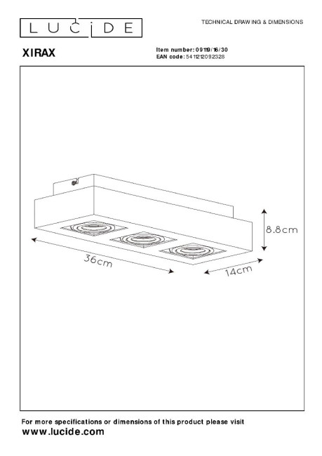 Накладной светильник Lucide Xirax 09119/16/30 Накладной светильник Lucide Xirax 09119/16/30