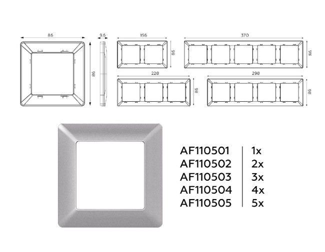 Рамка четырехместная Ambrella Volt Line AF110504