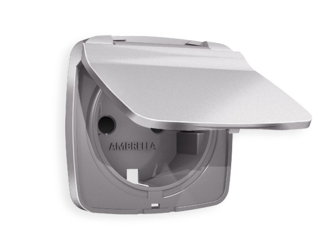 Лицевая панель для розетки с/з со шторками и крышкой Ambrella Volt Omega OP5080 Лицевая панель для розетки с/з со шторками и крышкой Ambrella Volt Omega OP5080