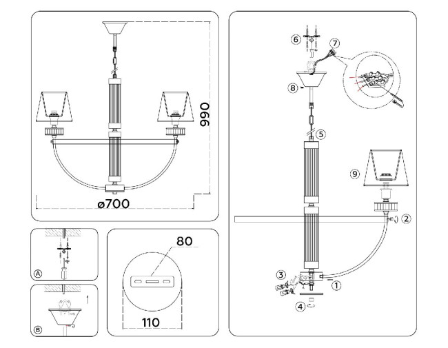 Подвесная люстра Ambrella Light High Light Classic LH71251 Подвесная люстра Ambrella Light High Light Classic LH71251