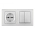 Выключатель двухклавишный с розеткой Arte Milano SET06-2-30-2-40-1 silver