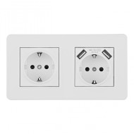 Розетка двойная (двухпостовая) с/з и шторками + USB Arte Milano SET16-2-47-1-40-1 white