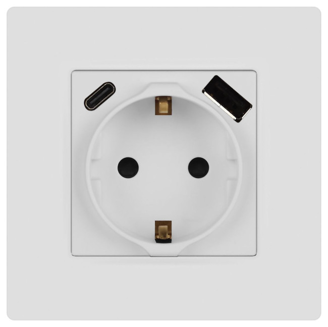 Розетка со шторками с USB type-A+C Эра 12-4108-01М Б0067711 Розетка со шторками с USB type-A+C Эра 12-4108-01М Б0067711