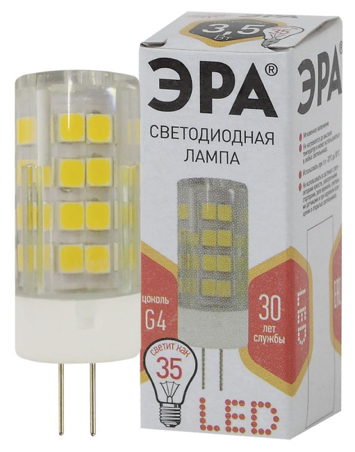 Лампа светодиодная Эра G4 3,5W 2700K LED JC-3,5W-220V-CER-827-G4 Б0027855 Лампа светодиодная Эра G4 3,5W 2700K LED JC-3,5W-220V-CER-827-G4 Б0027855