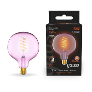 Лампа светодиодная диммируемая филаментная Gauss E27 5W 1800K шар розовый 1011802105 Лампа светодиодная диммируемая филаментная Gauss E27 5W 1800K шар розовый 1011802105