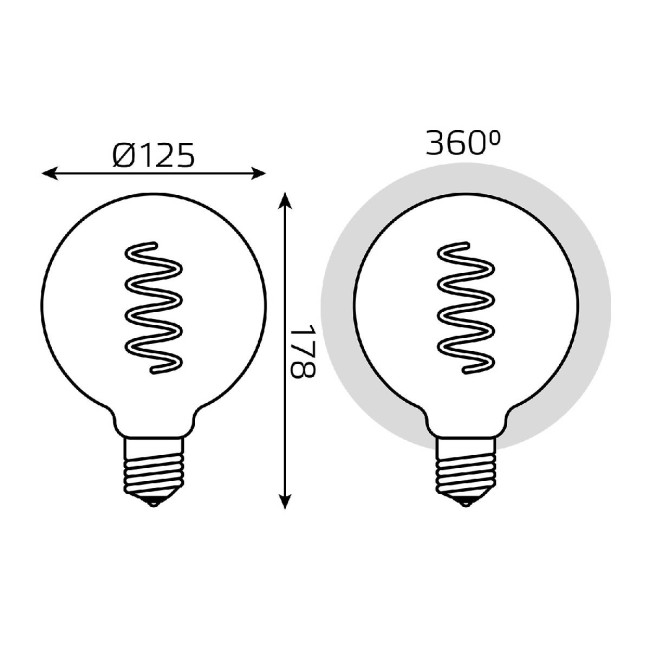 Лампа светодиодная диммируемая филаментная Gauss E27 5W 1800K шар розовый 1011802105 Лампа светодиодная диммируемая филаментная Gauss E27 5W 1800K шар розовый 1011802105