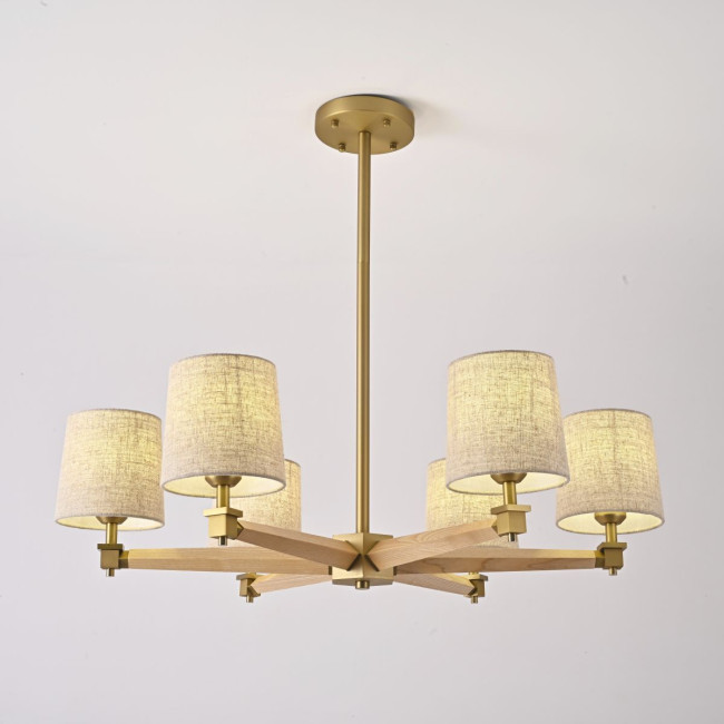 Люстра на штанге ImperiumLoft Stavra Jorgenson Beige/Light Wood 203573-26