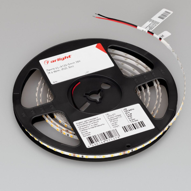 Светодиодная лента Arlight UL-A120-5mm 24V Warm2700 (9.6 W/m, IP20, 5m) 044062