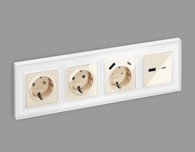 Лицевая панель для розетки 2USB тип A+C Ambrella Volt Alfa AP3110 Лицевая панель для розетки 2USB тип A+C Ambrella Volt Alfa AP3110